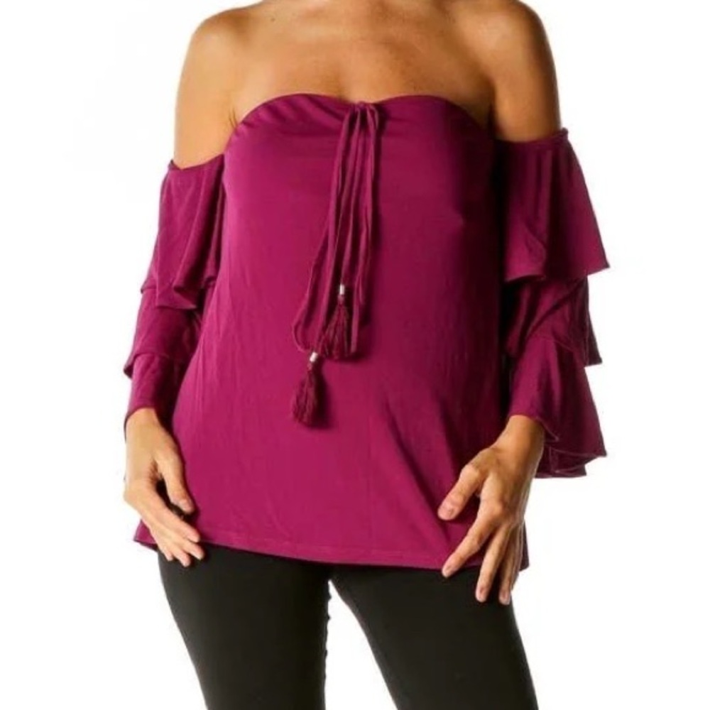 WHBM dressy off the shoulder ruffle blouse